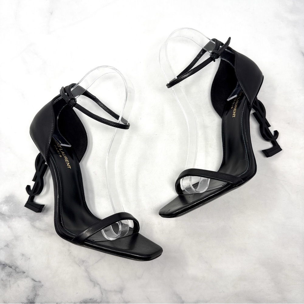 Saint Laurent Black Opyum Ankle-Strap Sandals - Picture 2 of 14